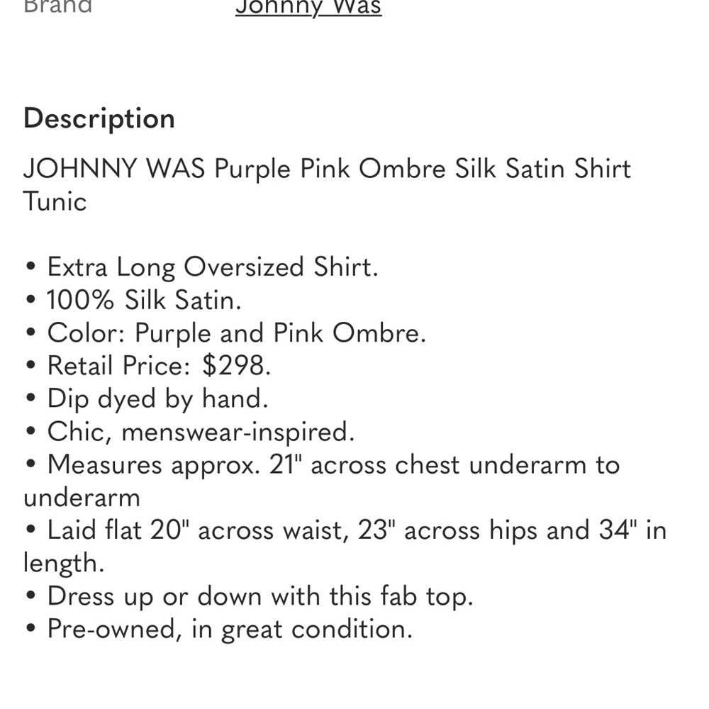 Johnny Was Luxurious and Gorgeous Blue Pink Ombre Silk Shirt Blouse 👚 - Picture 6 of 6